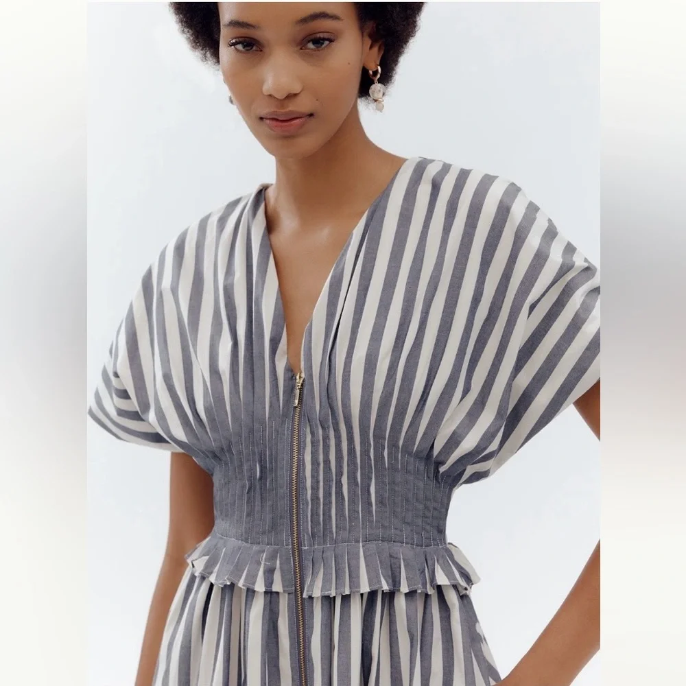 NWT By Anthropologie V-Neck Zip-Front Midi Dress - Picture 4 of 12